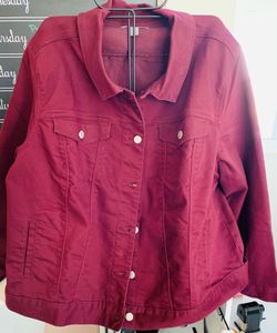 Plus Size Burgundy Jean jacket Sz 20