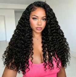 Wear and Go Glueless Wigs Human Hair Pre Plucked Pre Cut 7x5 Lace Closure Deep Wave Wig 200% Density Curly Human Hair Wigs for Black Women 24 Inch Nau