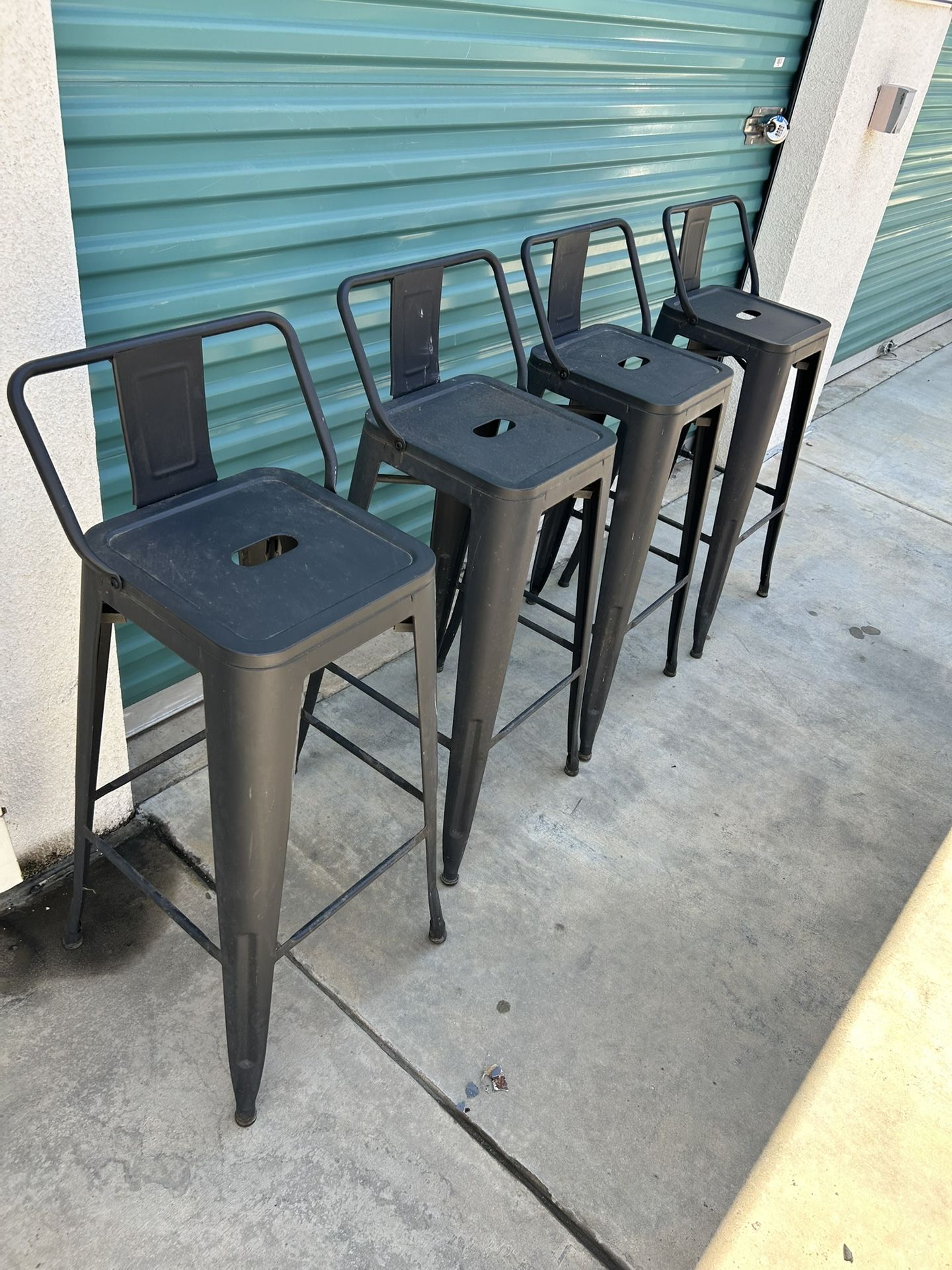 Set Of 4 Metal Stools 30”