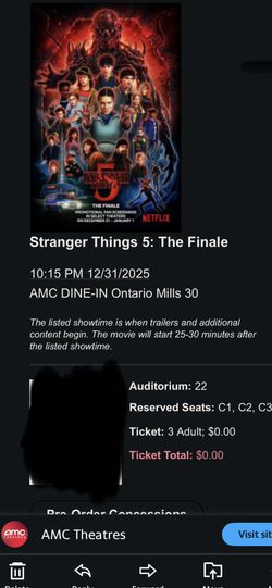 Stranger Things Finale AMC Tickets