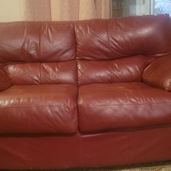Red Leather Love Seat