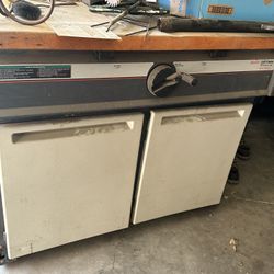 Electronic Radial Arm Saw Craftsman on Large Cabinet