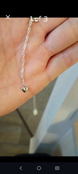 925 Sterling Silver Slide Chain Heart Necklace