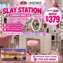 Lumina Mini 2.0 Slay Station Vanity  m (mirror and stool not included)