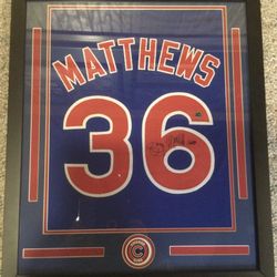 Gary “Sarge” Matthews signed, framed 22x 36” Jersey W/ COA