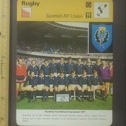 1978 Sportscaster Scottish RF Union 1977 Scotland Five 5 Nations Tournament Team Rugby Photo Large Over-sized Card HTF Collectible Vintage Italy