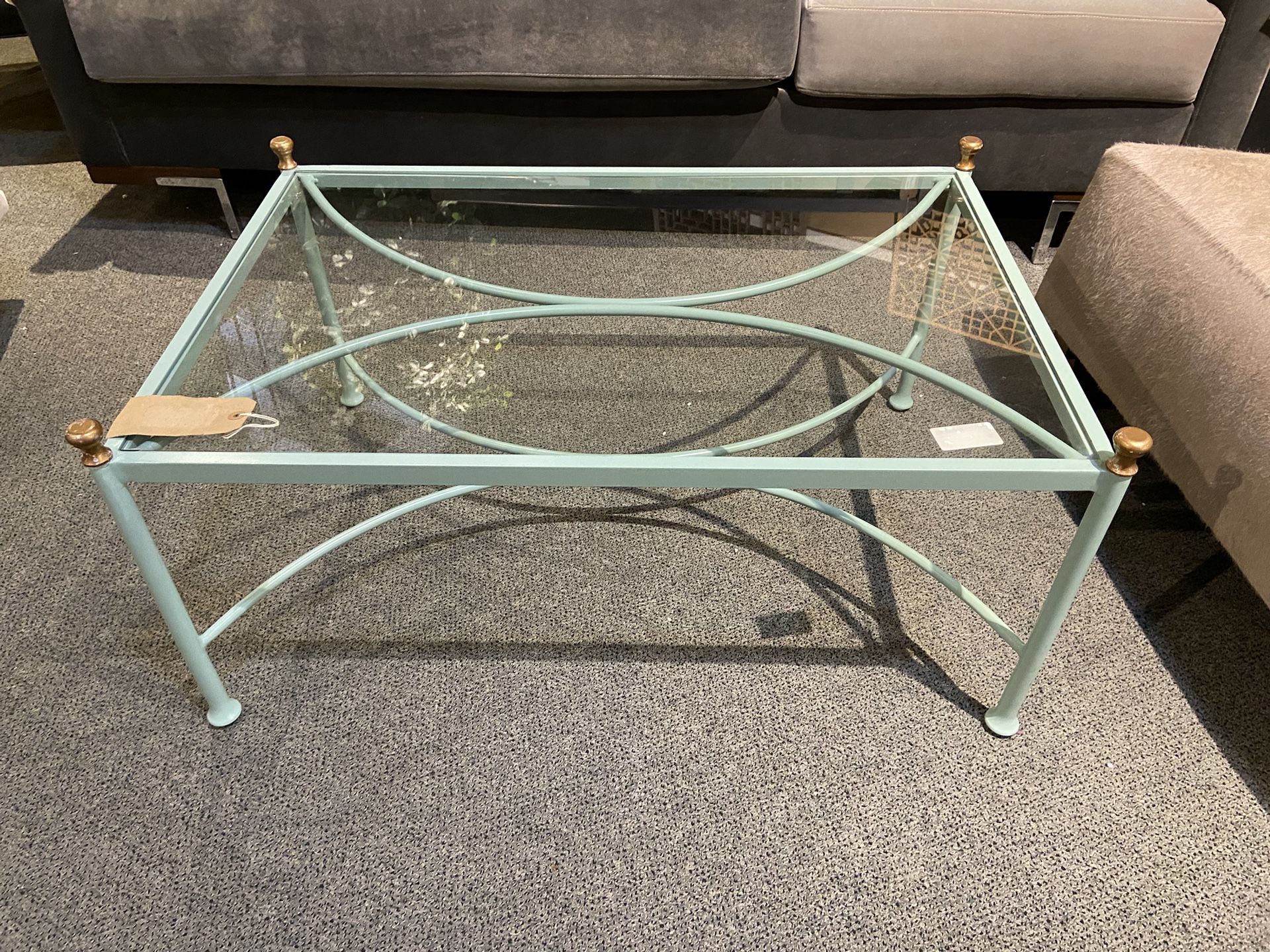 COFFEE TABLE : Rectangular teal frame Coffee Table w/ galss top SKU G53RYP,New Products : American Fashion Style Bags On Sale
