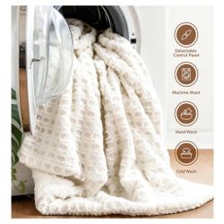 Cozy, Heated Throw, Ivory, 50" X 60"