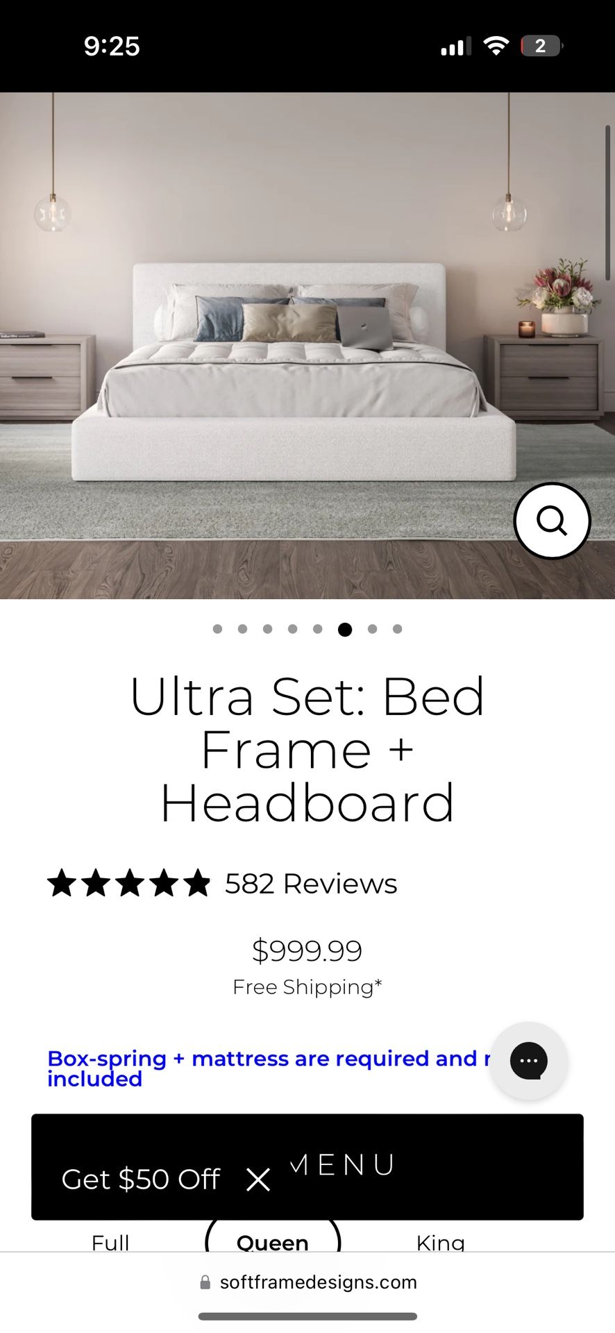 bed frame w/ NO BOXSPRING 