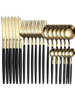 1 Set Of 24pcs Stainless Steel Cutlery Set,Stainless Steel Cutlery, Portuguese Cutlery Spoon, Western Cutlery Set