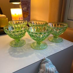 Jeannette Green Windsor footed sherbet uranium glasses