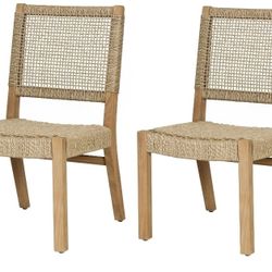 Sonoma Lane Sterling 2pc Teak Wood Outdoor Dining Chairs Honey - Weather-Resistant, Armless Design