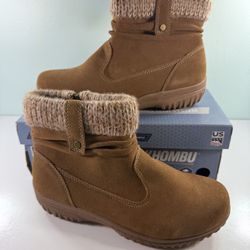 NEW KHOMBU Women's Laura All Weather Ankle Suede Snow Boots - Chesnut - size 8