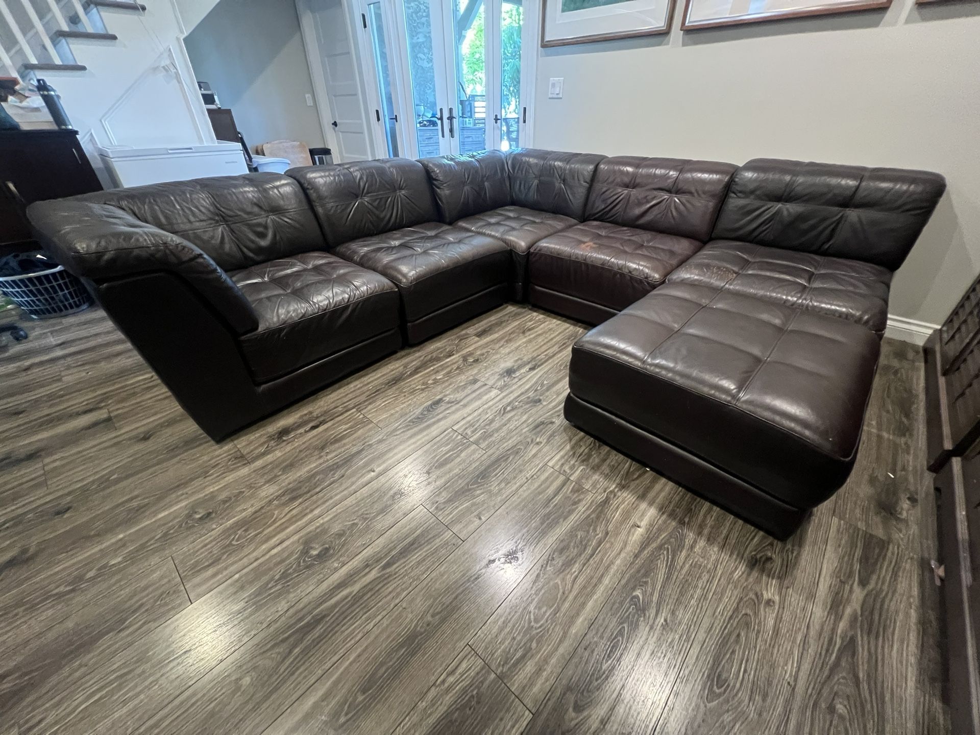 Italian Leather Modular Sectional Couch