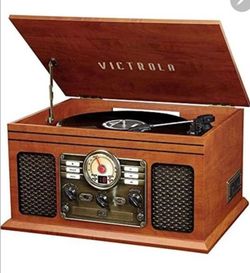 Record player with stand.