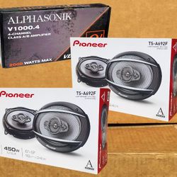 Alphasonik 4-Channel Power Amplifier Pioneer A-Series 6x9" 4-Way Coaxial Speaker 900 Watts Package 🚨 Payment Options Available 🚨 No Credit Needed 🚨