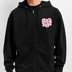 $AD BOYZ by Junior H official Heart Black Zip Hoodie
