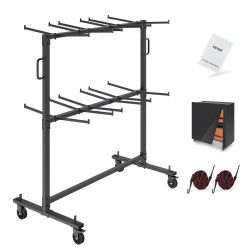 543**Folding Chair Cart, Double Layer Mobile Stackable Chair Dolly, Storage Rack Trolley with 530 Lbs Capacity to Store 84 Chairs, Heavy Duty Iron Cha