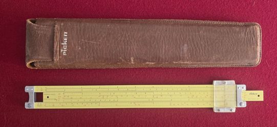 Pickett Model 1010+ES Eye-Saver Yellow Trig Speed Slide Rule Ruler w/ Leather Case
