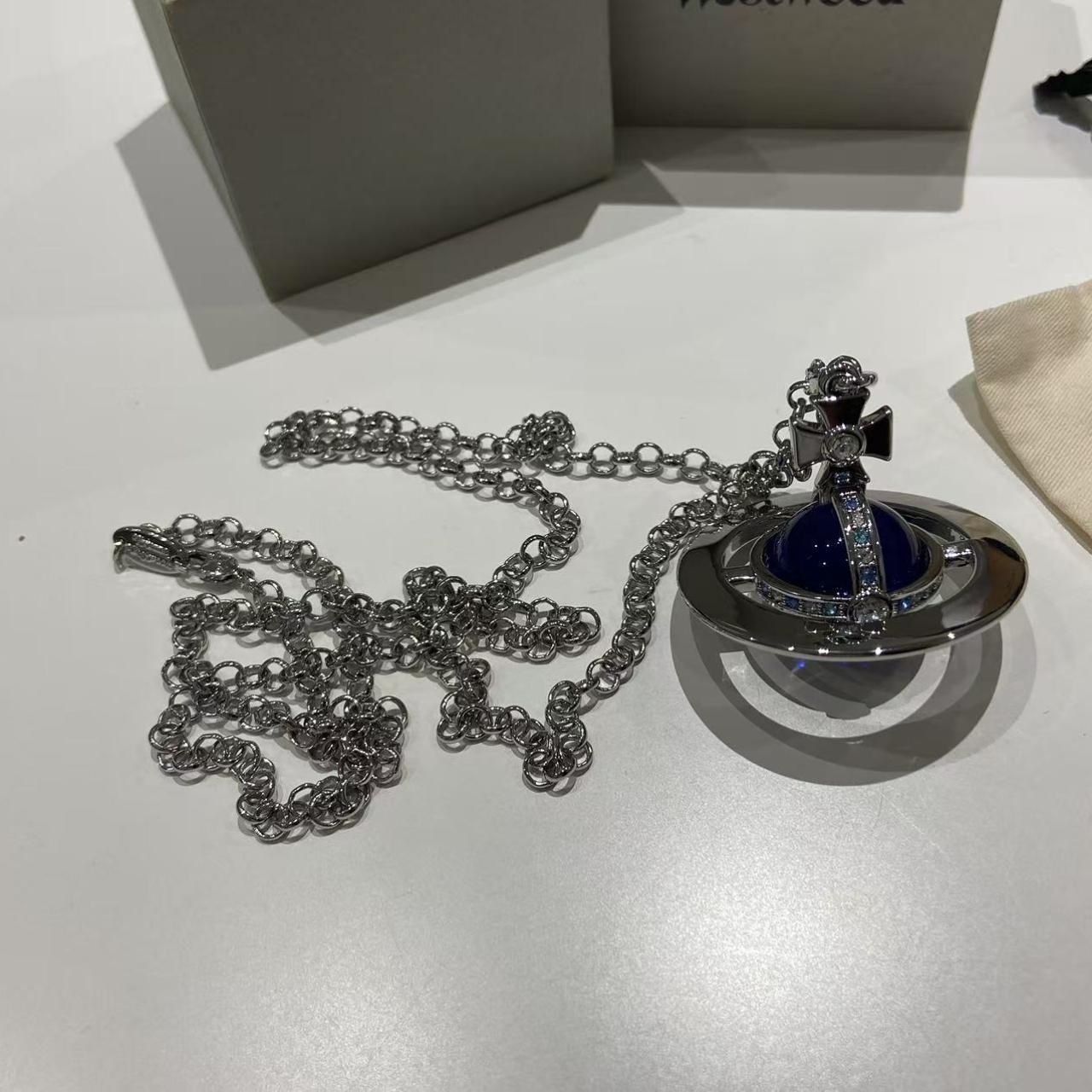 Vivienne Westwood Nana Big Full Crystal Bling Orb Saturn Necklace #276