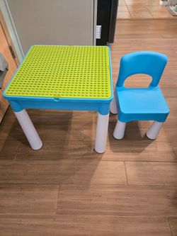 Double sided activity table and chair set
