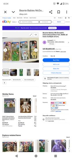 Original all for McDonald's retired Bennie baby