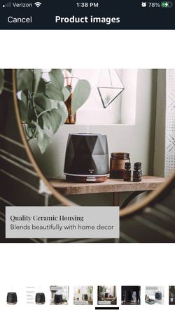 Sparia Ceramic Ultrasonic Essential Oil Diffuser for Aromatherapy, Matte Black.