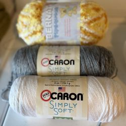Two New  Skeins Of Caron Yarn And. Bernat Yarn