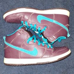 Nike Dunk High Premium SB 313171-601 Men 10.5 Deep Burgundy/Aquamarine