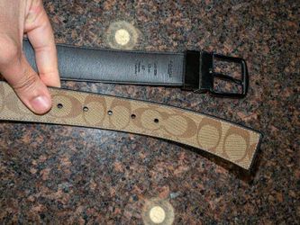New Coach Leather Signature Reversible Belt, 44”MM Brown Tan/Black, Cut To Size
