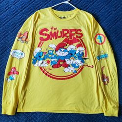 The Smurfs 2019 Peyo Retro Style Long Sleeve T-Shirt Size L 