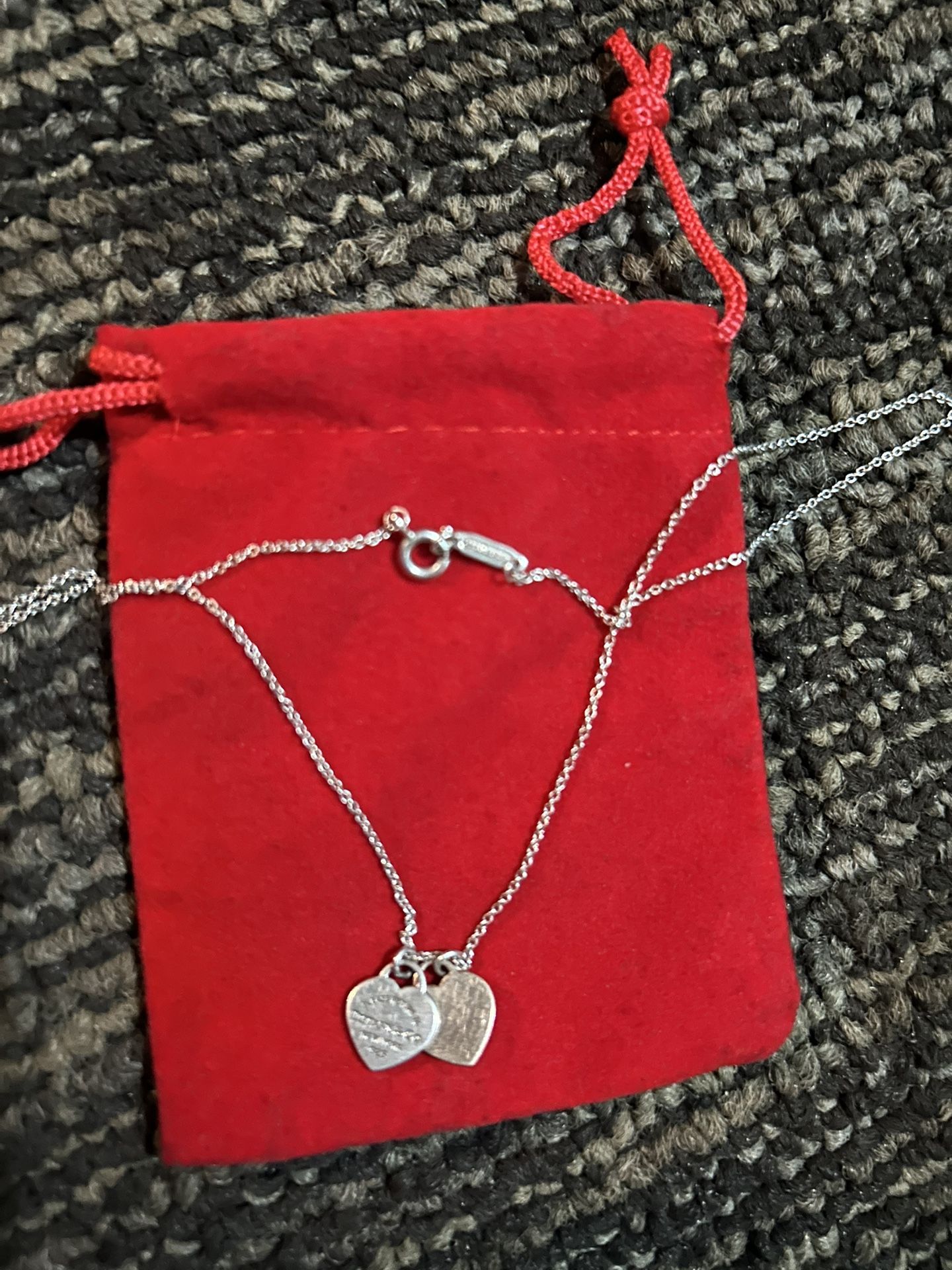 Tiffany double heart Charm necklace (925)