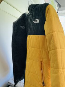 📚Back 2 School | North Face Kids Reversible Hooded Jacket Size S (7/8) Yellow + Smoke Gray