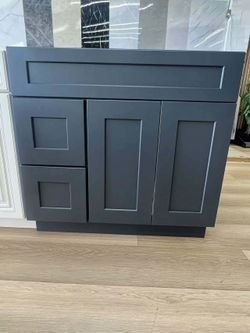 36-inch black vanity cabinet