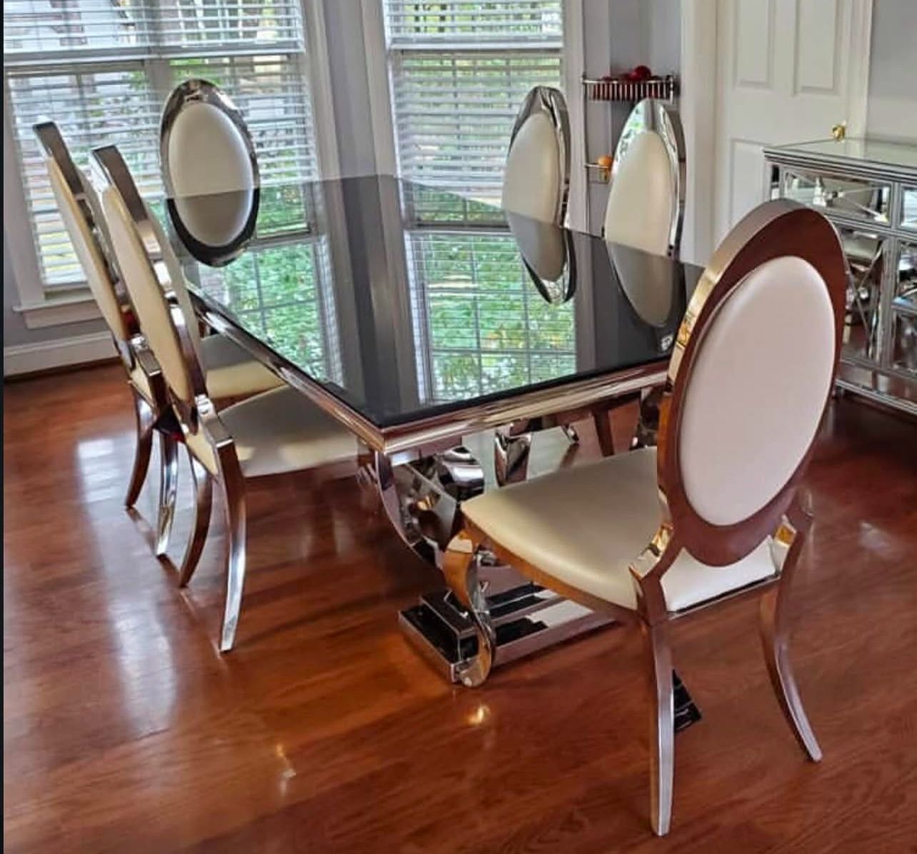 Elegant Glass Top Dining Table Set – Perfect for Stylish Dining Spaces! 🛋️ Visit us at BetterHomeFurnitures.com for More Exclusive Deals!
