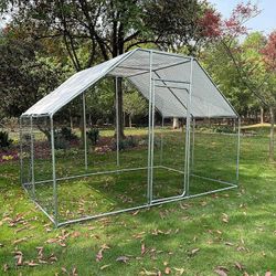 Large Metal Chicken Coop for 15-20 Chickens Walk-in Run Pen Cage Outdoor Poultry Coop for Yard Garden with Waterproof and Anti-UV Cover for Hens, Duck
