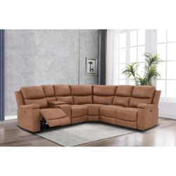  Brand New Brown Or Gray Linen Power Reclining Sectional (90.5" x 87" x 39.5"H