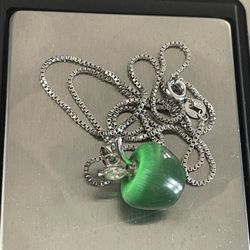 Sterling Silver Jade Apple Necklace 