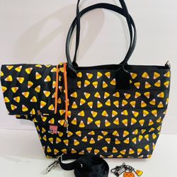 Harvey’s Candy Corn Tote With 2 Pouches And Charms (no split)