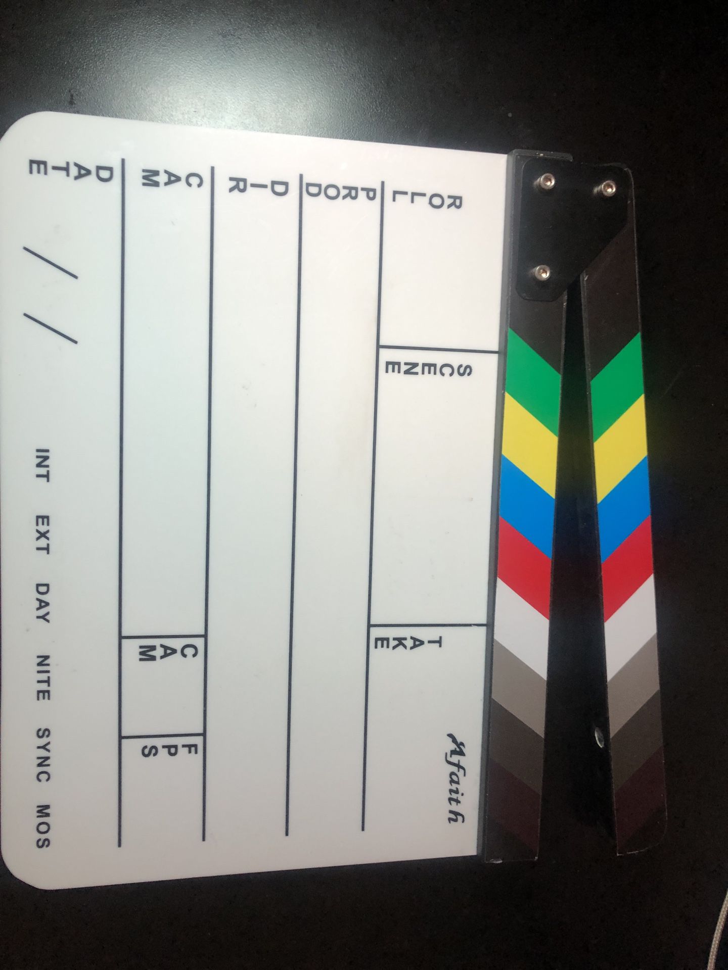 Production slate w/ color Clapper Sticks
