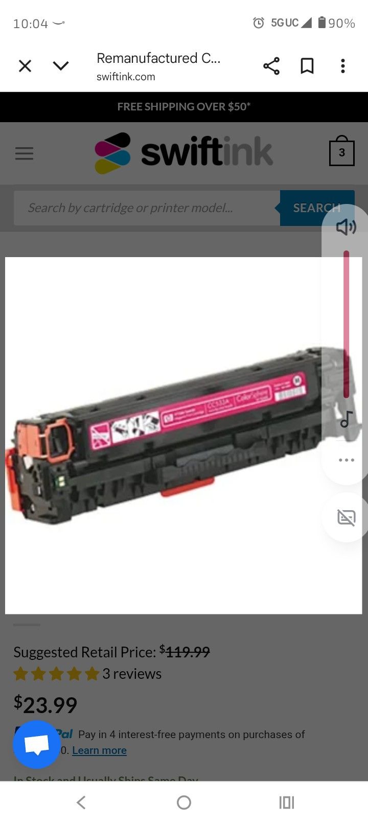 Cyan/Magnetta/Yellow/. 3 LaserToner Cartridge's for HP CM2320/CP2025