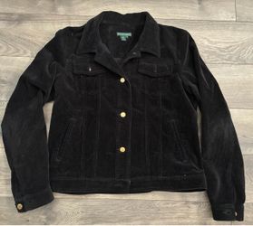Vintage Lauren Jeans Co Jacket Womens large Black Corduroy Trucker Country Chic