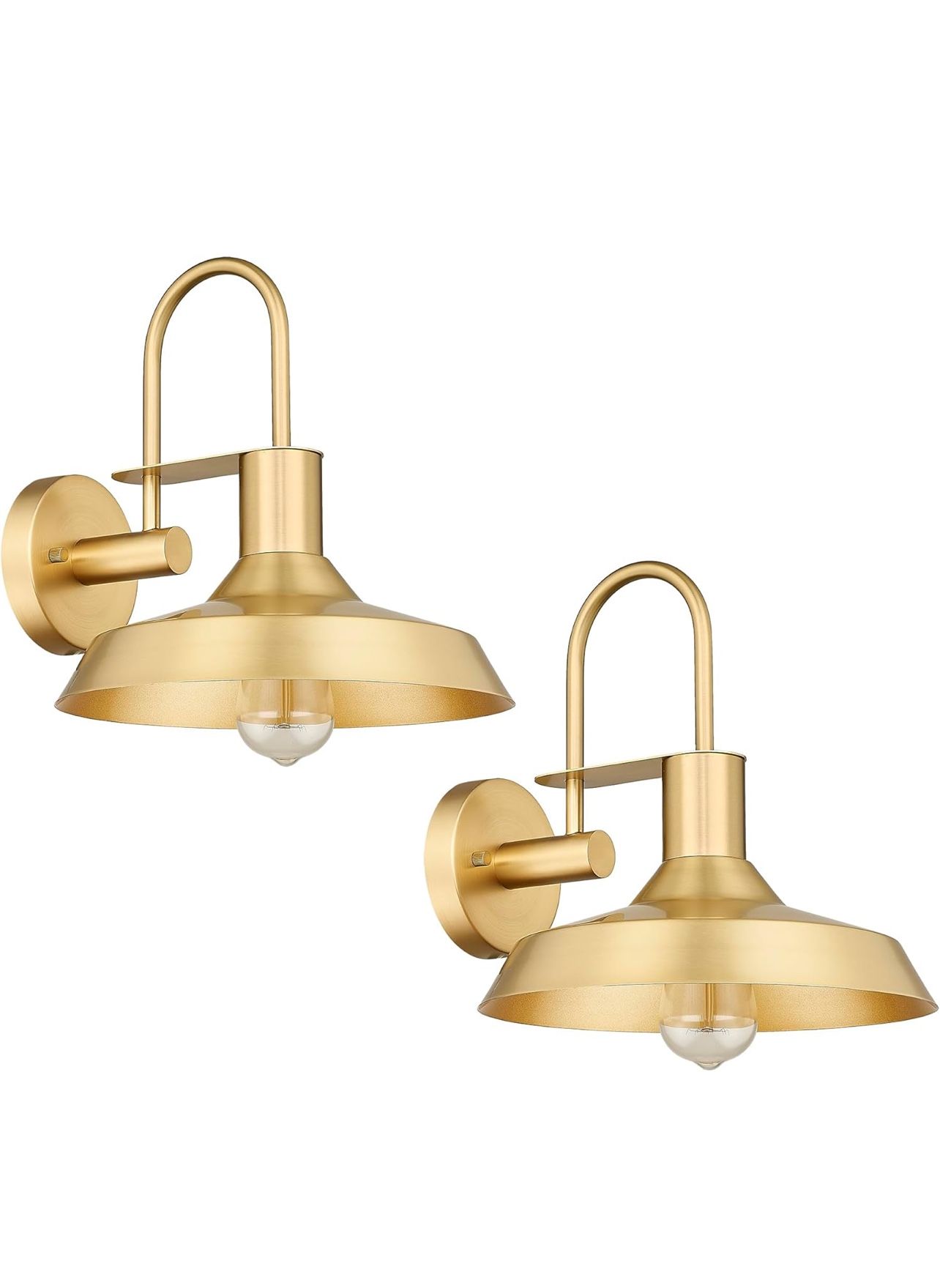 Darkaway Gooseneck Barn Light, 12 Inch Metal Dome Shade Farmhouse Wall Sconces, Industrial Outdoor Indoor Wall Lamp Outside for House Hallway Bedroom 