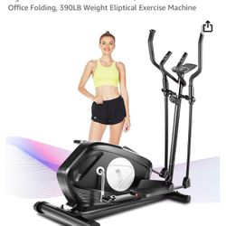 Magnetic Elliptical Trainers with Digital Monitor & Heart Rate Monitor,Cross Trainerfor Home Office Folding, 390LB Weight Eliptical Exercise Machine