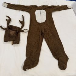 Handmade Kids Reindeer Costume Holiday Outfit with Antler Hood