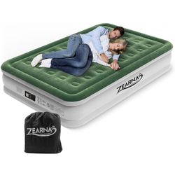 Queen Air Mattress with Built-in Pump for Home, Camping & Guests - 16'' Queen Size Inflatable Airbed Double High Adjustable Blow Up Mattress, Durable 