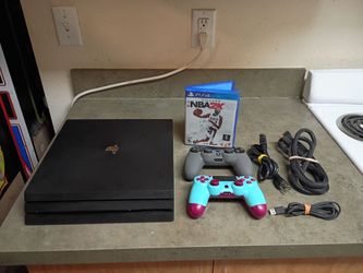 Sony Playstation 4 Pro (PS4) Console, 1TB, W/2 Wireless Controllers, Cables, Game, Tested, Working