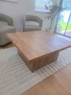 Large Square Wood Coffee Table
