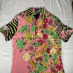 Versace Wildflower Floral Button Up Shirt Size 50