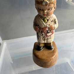 Vintage glazed plaster figurine Doctor Norm Cole Signed
